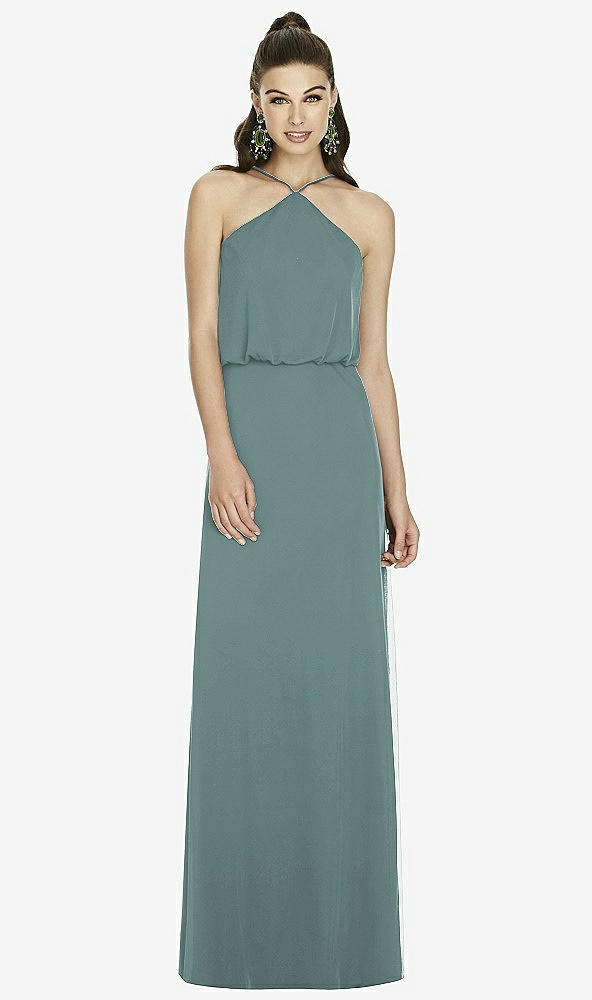 Front View - Smoke Blue Alfred Sung Bridesmaid Dress D738