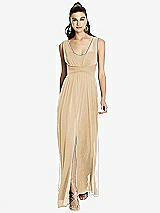 Front View Thumbnail - Golden Maxi Chiffon Knit Shirred Strap Dress