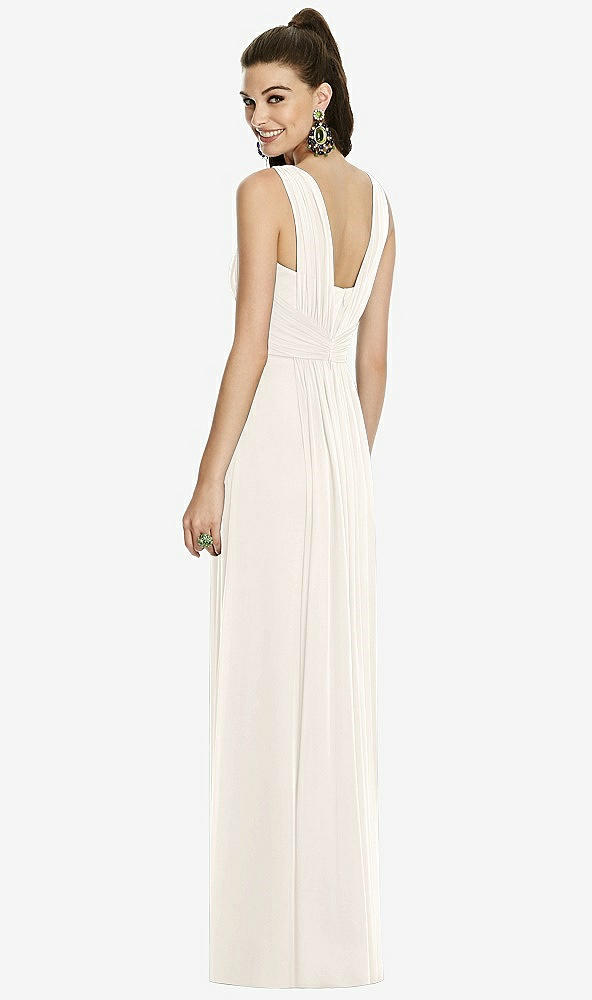 Back View - Ivory Maxi Chiffon Knit Shirred Strap Dress
