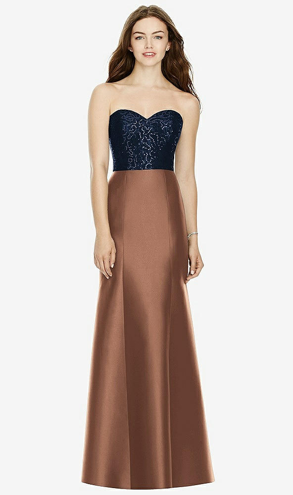 Front View - Cognac & Midnight Navy Bella Bridesmaids Dress BB105