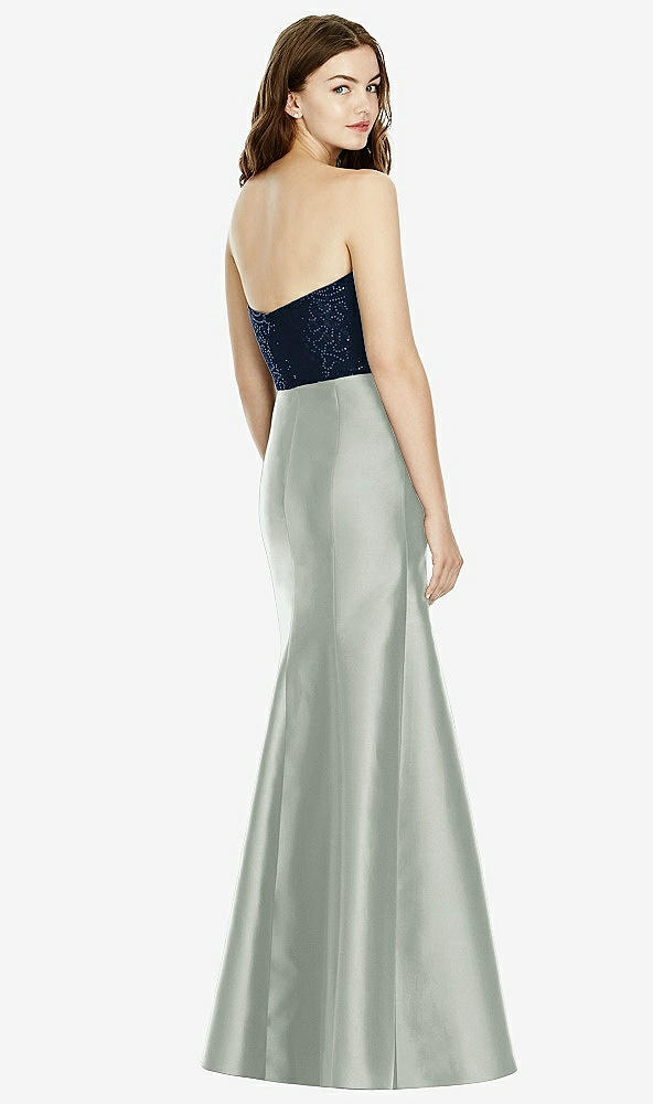 Back View - Willow Green & Midnight Navy Bella Bridesmaids Dress BB105