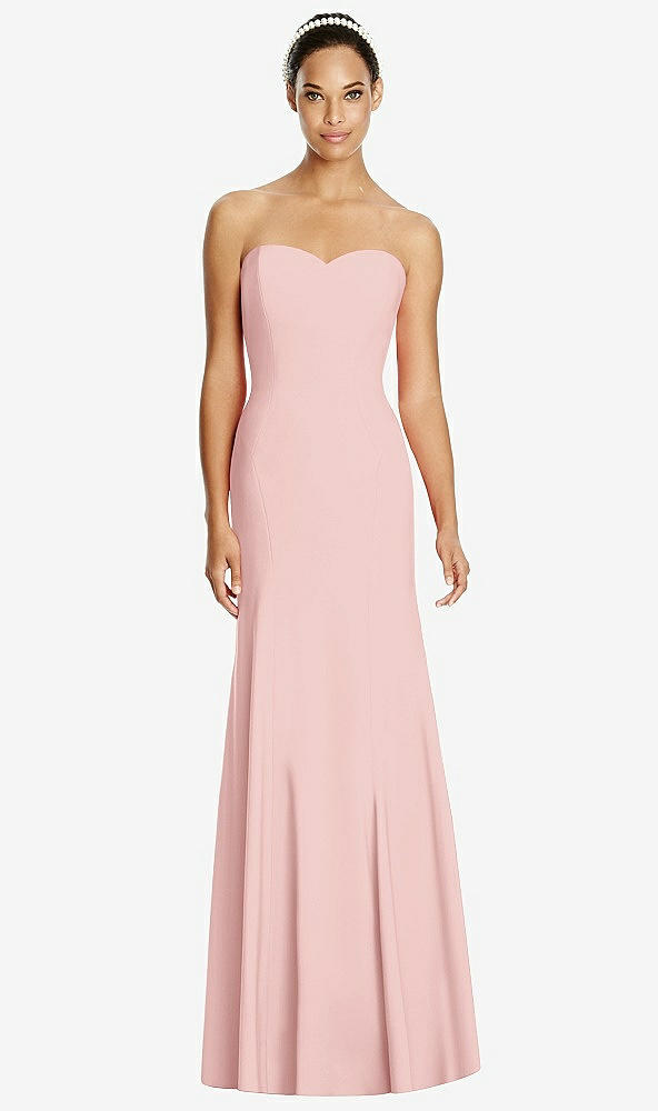 Front View - Rose Sweetheart Strapless Flared Skirt Maxi Dress