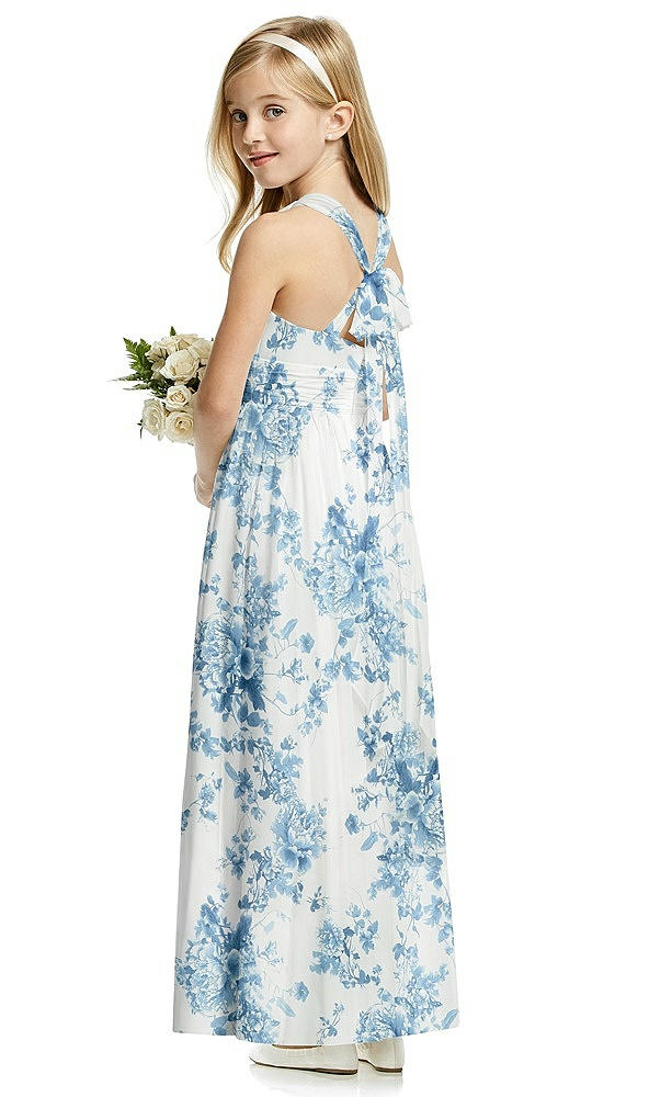 Back View - Cottage Rose Dusk Blue Flower Girl Dress FL4054