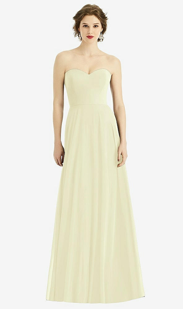Front View - Butter Yellow Strapless Sweetheart Gown with Optional Straps