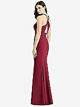 Front View Thumbnail - Burgundy Criss Cross Twist Cutout Back Trumpet Gown