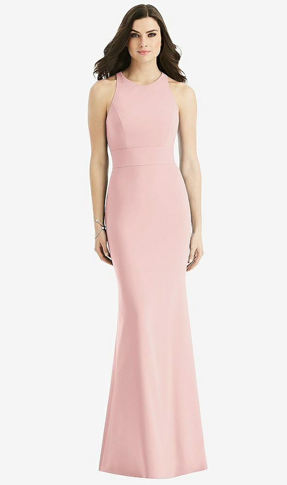 Back View - Rose Criss Cross Twist Cutout Back Trumpet Gown