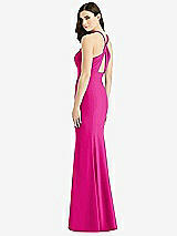 Front View Thumbnail - Think Pink Criss Cross Twist Cutout Back Trumpet Gown