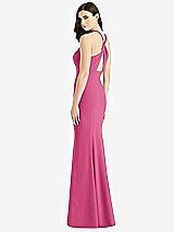 Front View Thumbnail - Tea Rose Criss Cross Twist Cutout Back Trumpet Gown