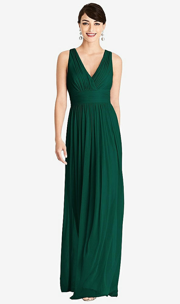 Front View - Hunter Green Alfred Sung Bridesmaid Dress D744