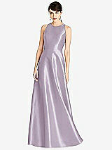 Front View Thumbnail - Lilac Haze Sleeveless Open-Back Satin A-Line Dress