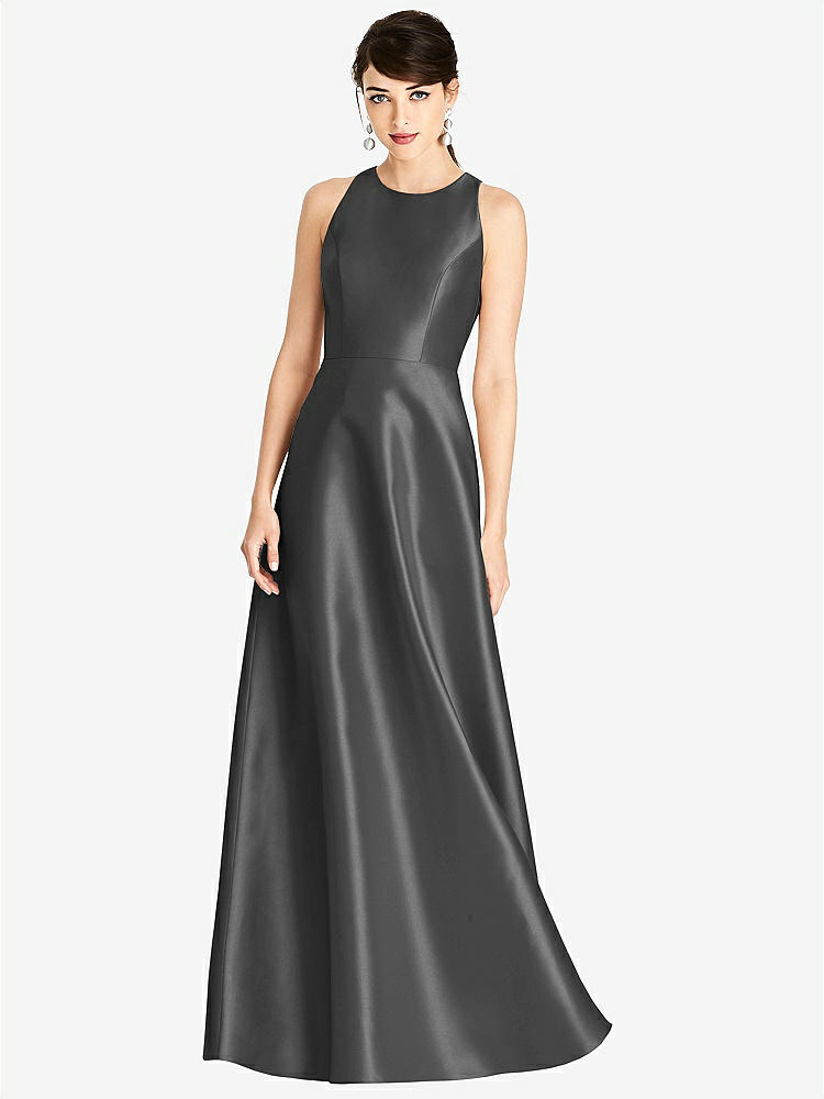 Sleeveless Keyhole Back Satin Maxi Bridesmaid Dress In