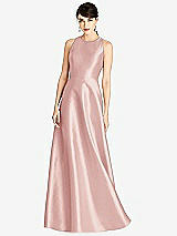 Front View Thumbnail - Rose Sleeveless Open-Back Satin A-Line Dress