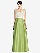 Front View Thumbnail - Mojito & Ivory Strapless A-Line Satin Dress with Pockets