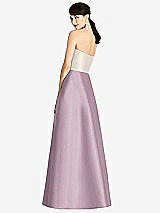 Rear View Thumbnail - Suede Rose & Ivory Strapless A-Line Satin Dress with Pockets