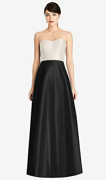 Strapless A-line Satin Bridesmaid Dress With Pockets In Black - Main Image