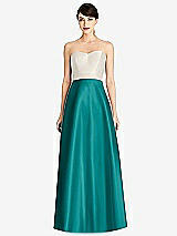 Front View Thumbnail - Jade & Ivory Strapless A-Line Satin Dress with Pockets