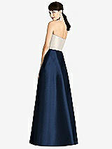 Rear View Thumbnail - Midnight Navy & Ivory Strapless A-Line Satin Dress with Pockets