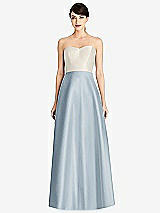 Front View Thumbnail - Mist & Ivory Strapless A-Line Satin Dress with Pockets