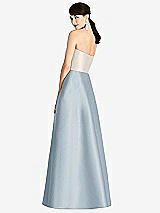 Rear View Thumbnail - Mist & Ivory Strapless A-Line Satin Dress with Pockets