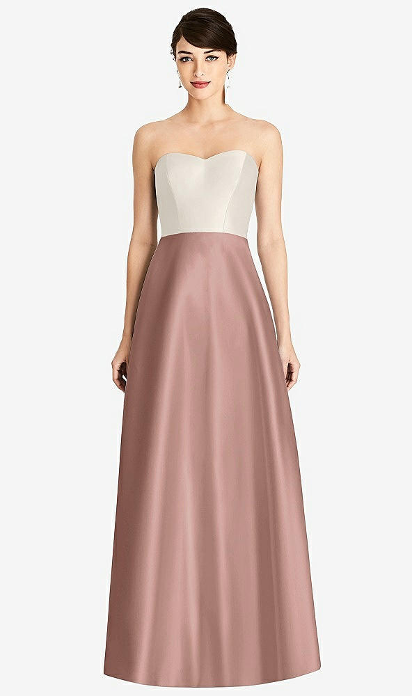 Front View - Neu Nude & Ivory Strapless A-Line Satin Dress with Pockets