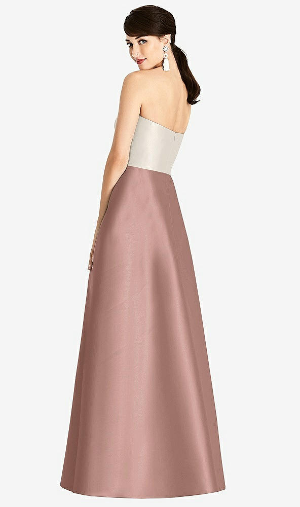 Back View - Neu Nude & Ivory Strapless A-Line Satin Dress with Pockets