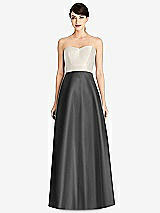 Front View Thumbnail - Pewter & Ivory Strapless A-Line Satin Dress with Pockets