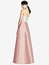 Rear View Thumbnail - Rose & Ivory Strapless A-Line Satin Dress with Pockets
