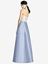 Rear View Thumbnail - Sky Blue & Ivory Strapless A-Line Satin Dress with Pockets