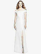 Front View Thumbnail - White Off-the-Shoulder Criss Cross Back Satin Dress