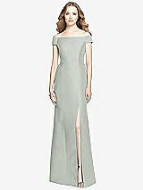 Front View Thumbnail - Willow Green Off-the-Shoulder Criss Cross Back Satin Dress