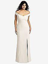 Front View Thumbnail - Ivory Off-the-Shoulder Criss Cross Back Trumpet Gown