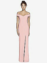 Alt View 2 Thumbnail - Rose Off-the-Shoulder Criss Cross Back Trumpet Gown