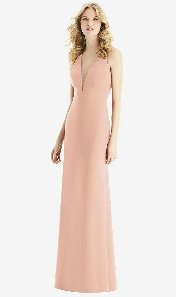 Front View - Pale Peach & Light Nude Bella Bridesmaids Dress BB111
