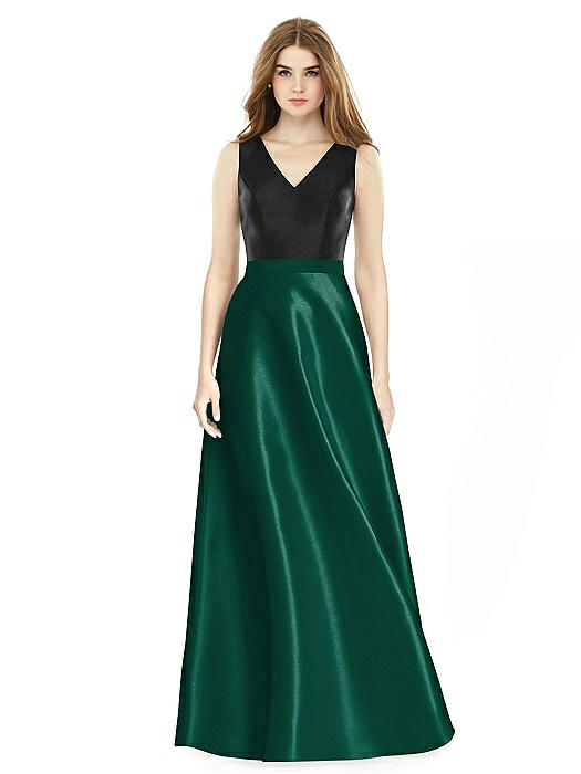 Sleeveless A-Line Satin Dress with Pockets