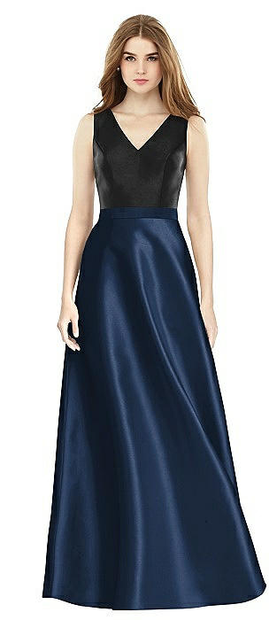 Sleeveless A-Line Satin Dress with Pockets