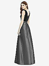 Rear View Thumbnail - Pewter & Black Sleeveless A-Line Satin Dress with Pockets