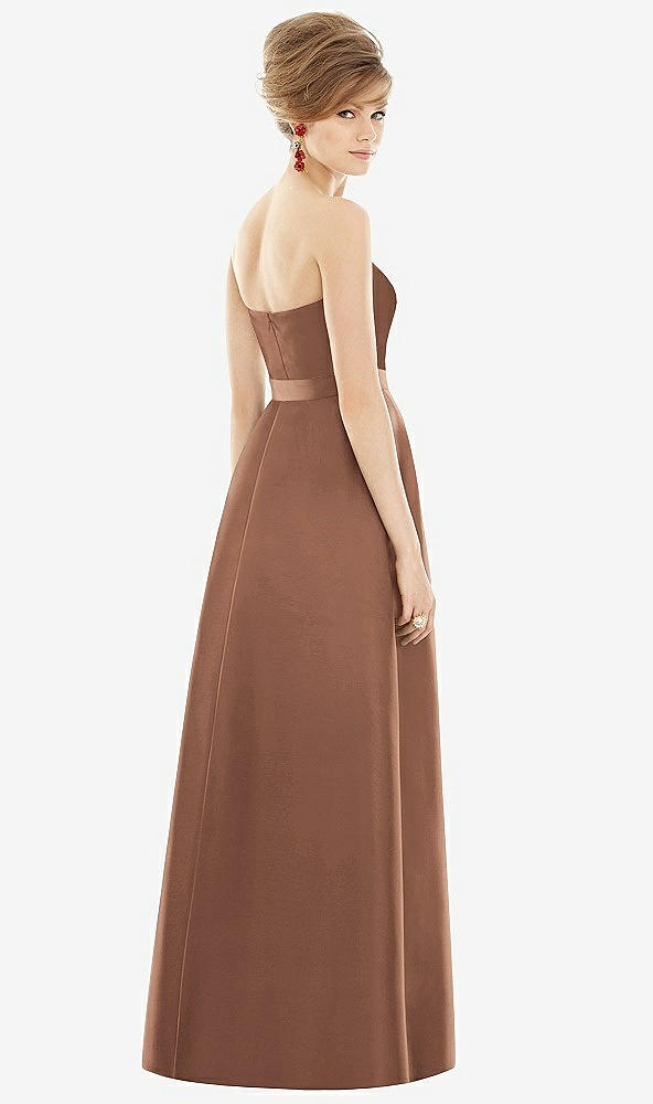 Back View - Cognac & Cognac Strapless Pleated Skirt Maxi Dress with Pockets