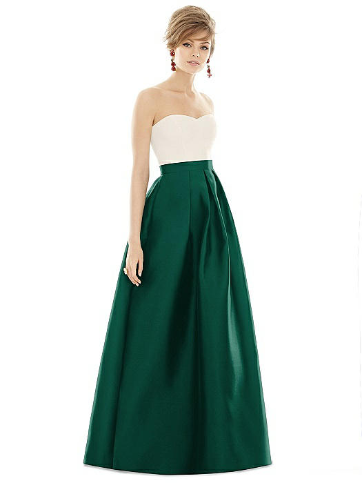 Strapless Pleated Skirt Maxi Dress with Pockets