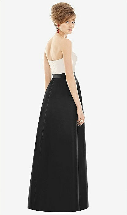 Strapless Pleated Skirt Maxi Bridesmaid Dress With Pockets In