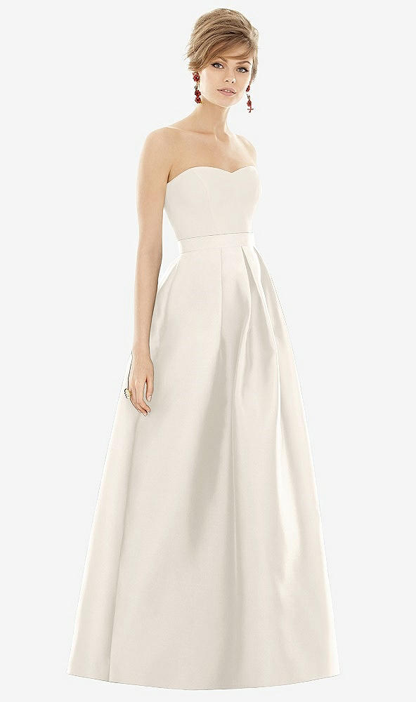 Front View - Ivory & Ivory Strapless Pleated Skirt Maxi Dress with Pockets