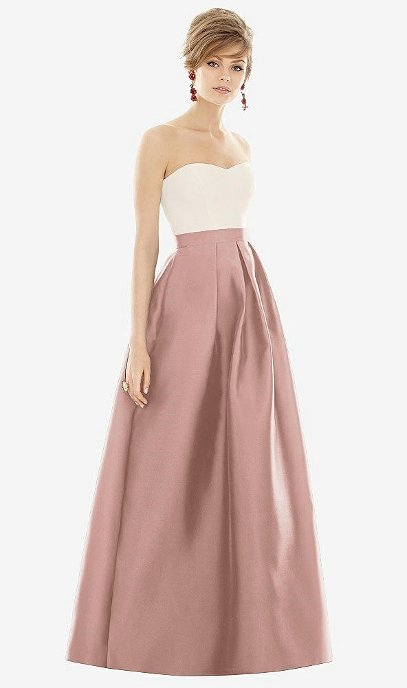 Front View - Neu Nude & Ivory Strapless Pleated Skirt Maxi Dress with Pockets