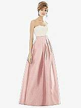 Front View Thumbnail - Rose & Ivory Strapless Pleated Skirt Maxi Dress with Pockets