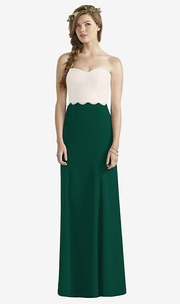 Front View - Hunter Green & Ivory Social Bridesmaids Dress 8191