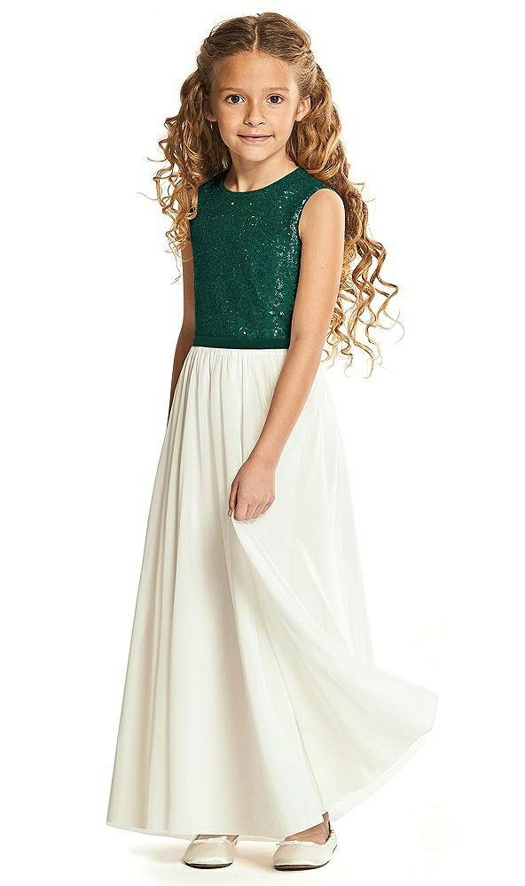 Front View - Hunter Green Flower Girl Dress FL4061