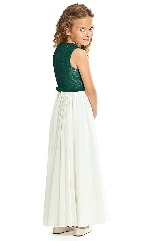 Back View - Hunter Green Flower Girl Dress FL4061