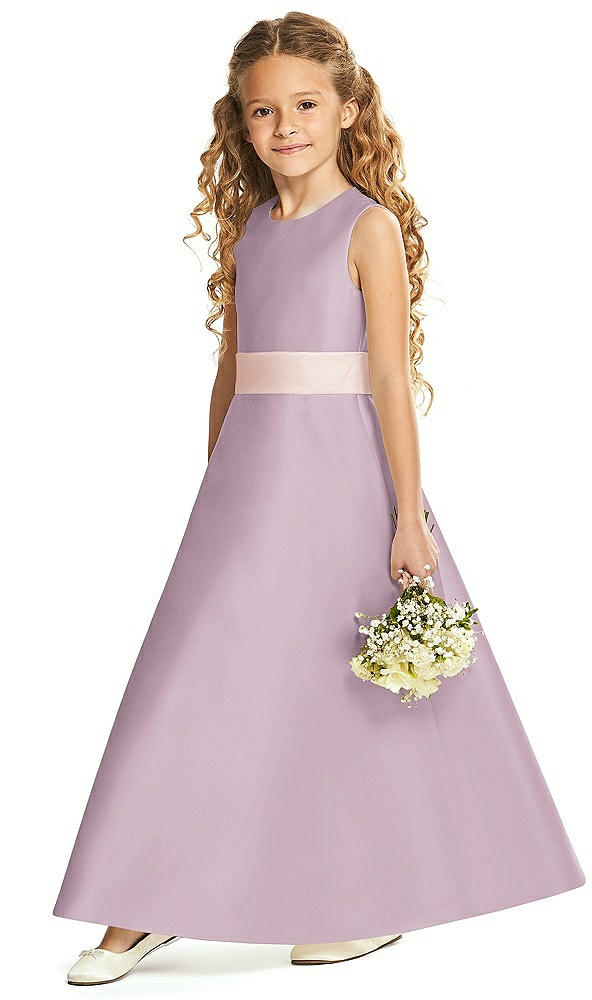 Front View - Suede Rose & Blush Flower Girl Dress FL4062