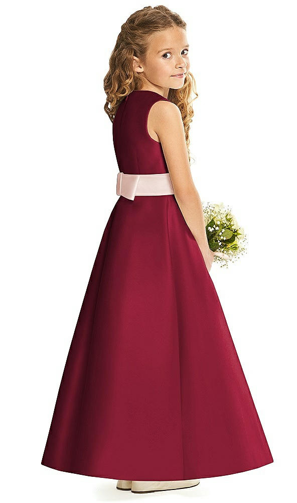 Back View - Burgundy & Blush Flower Girl Dress FL4062