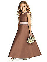 Front View Thumbnail - Cognac & Blush Flower Girl Dress FL4062