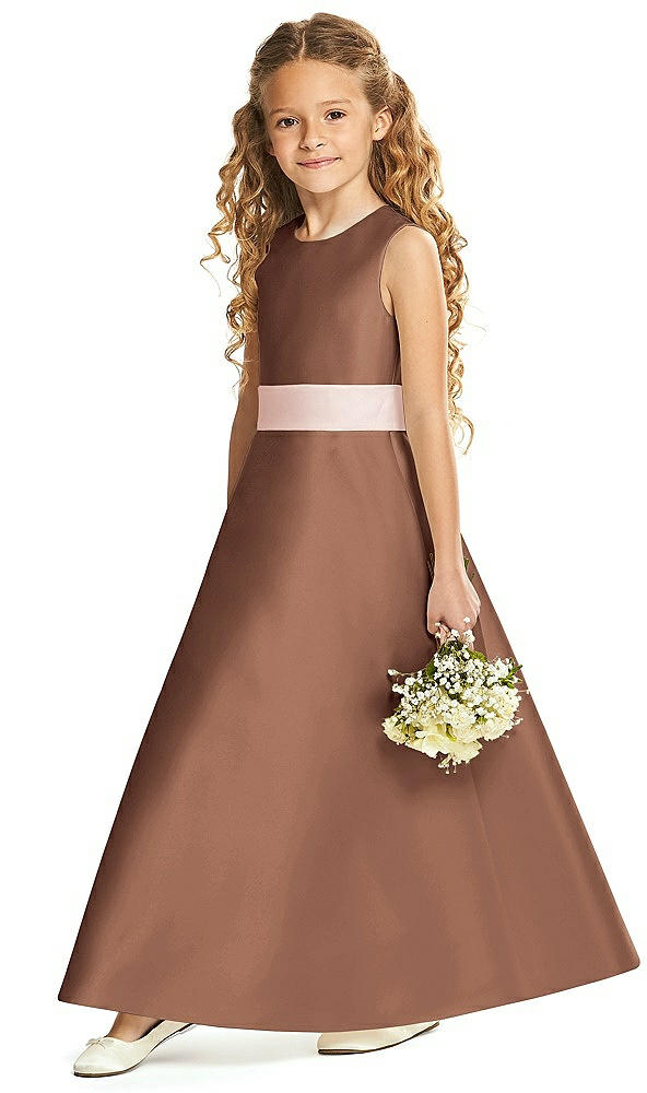 Front View - Cognac & Blush Flower Girl Dress FL4062