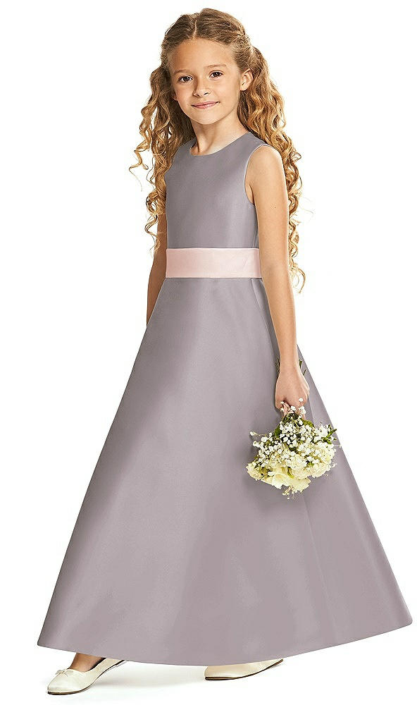 Front View - Cashmere Gray & Blush Flower Girl Dress FL4062